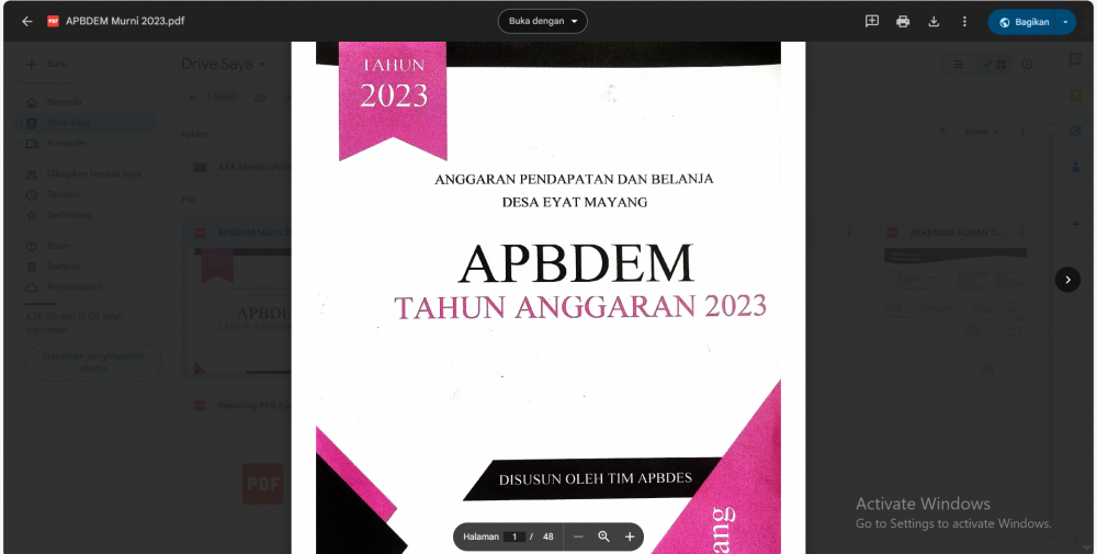 APBDES Awal 2023 - Tahun 2023